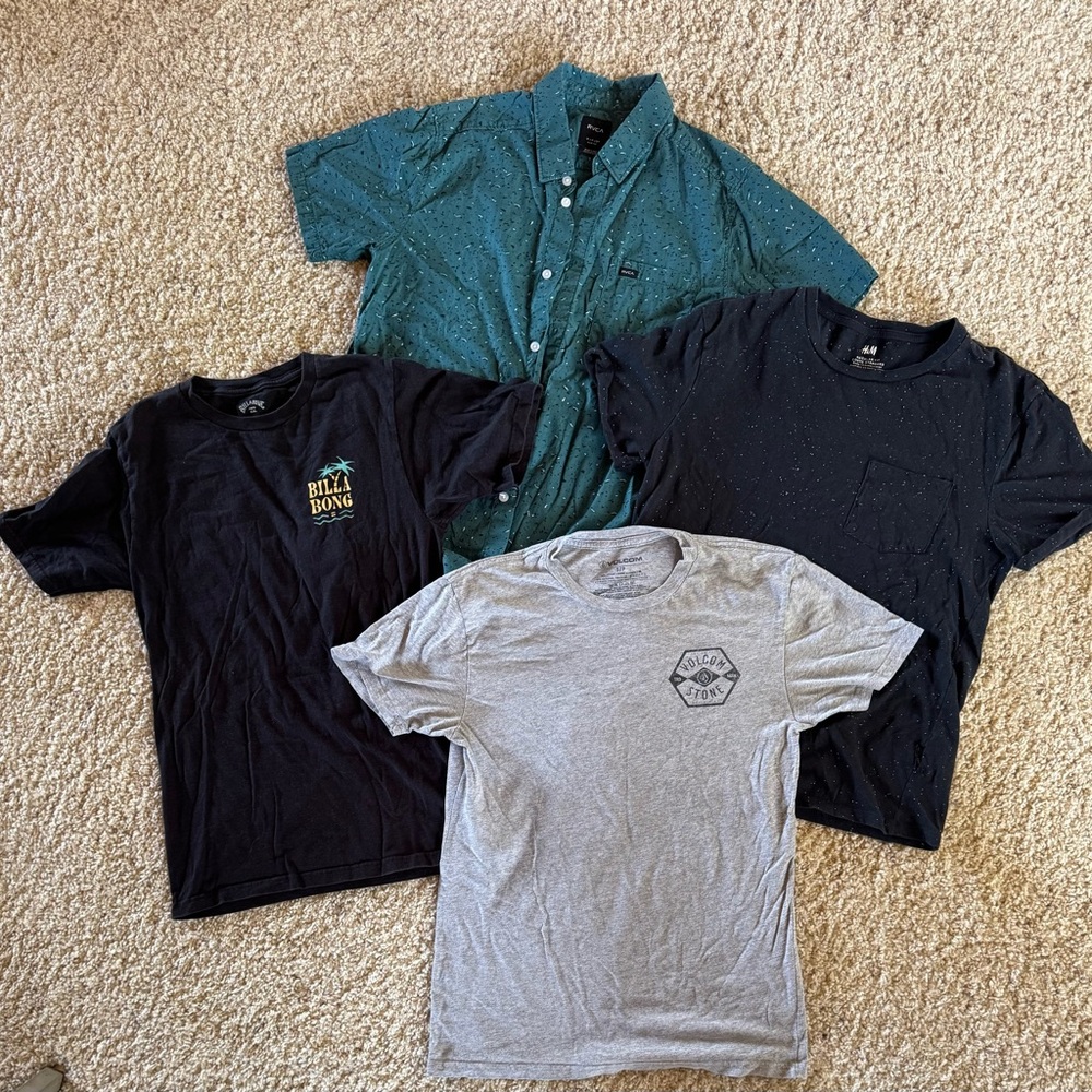 Men's shirt bundle ( RVCA, billabong, Volcom, and H&M)